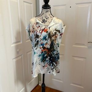 LAFAYETTE 148 ART PATTERNED TOP SIZE L